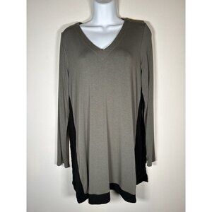 J Jill Wearever Tunic Army Olive Green Black V-Neck Comfort Soft Cozy Size Small